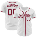 Custom White Crimson Authentic Baseball Jersey