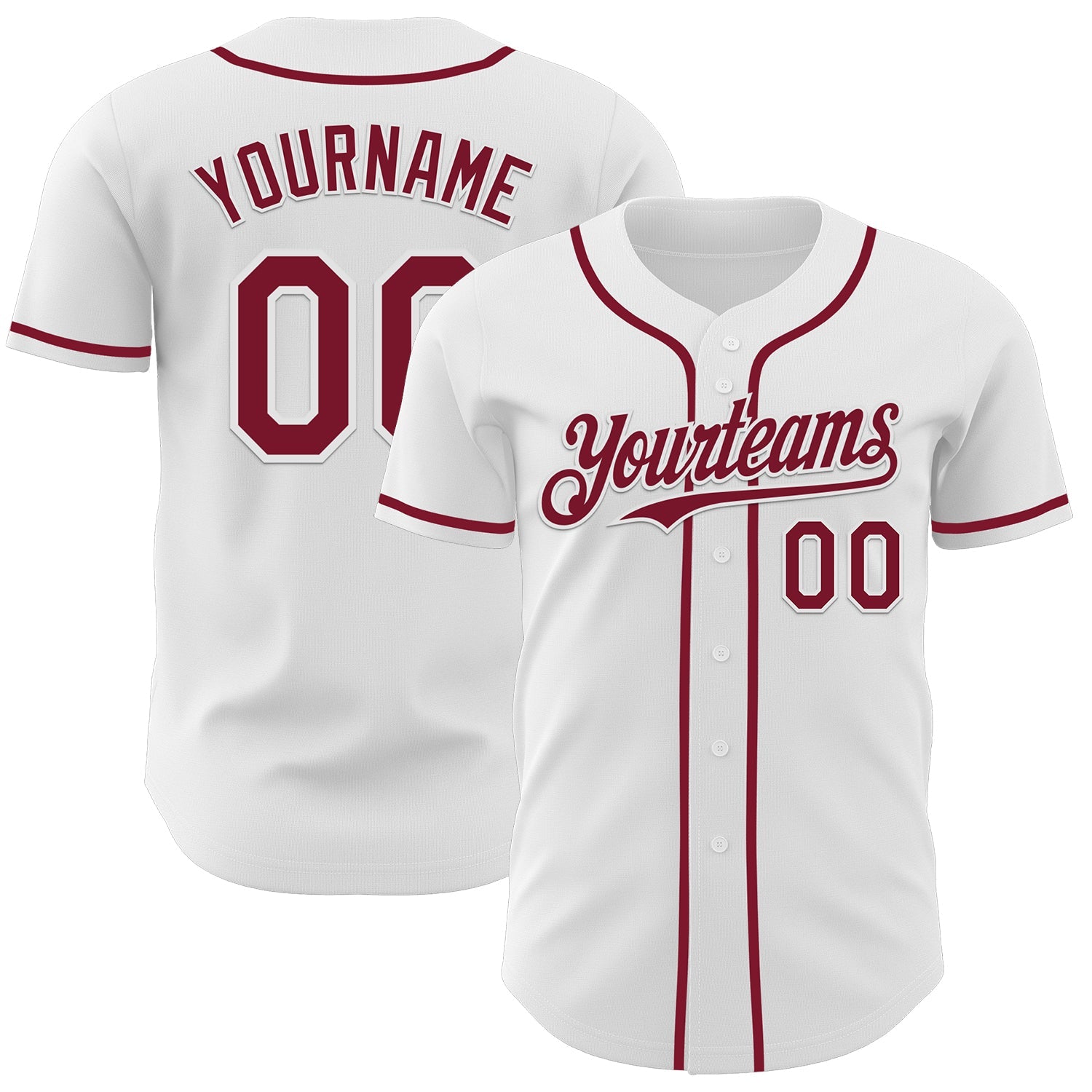 Custom White Crimson Authentic Baseball Jersey