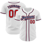 Custom White Red-Navy Authentic Baseball Jersey