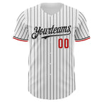 Custom White Black Pinstripe Red Authentic Baseball Jersey