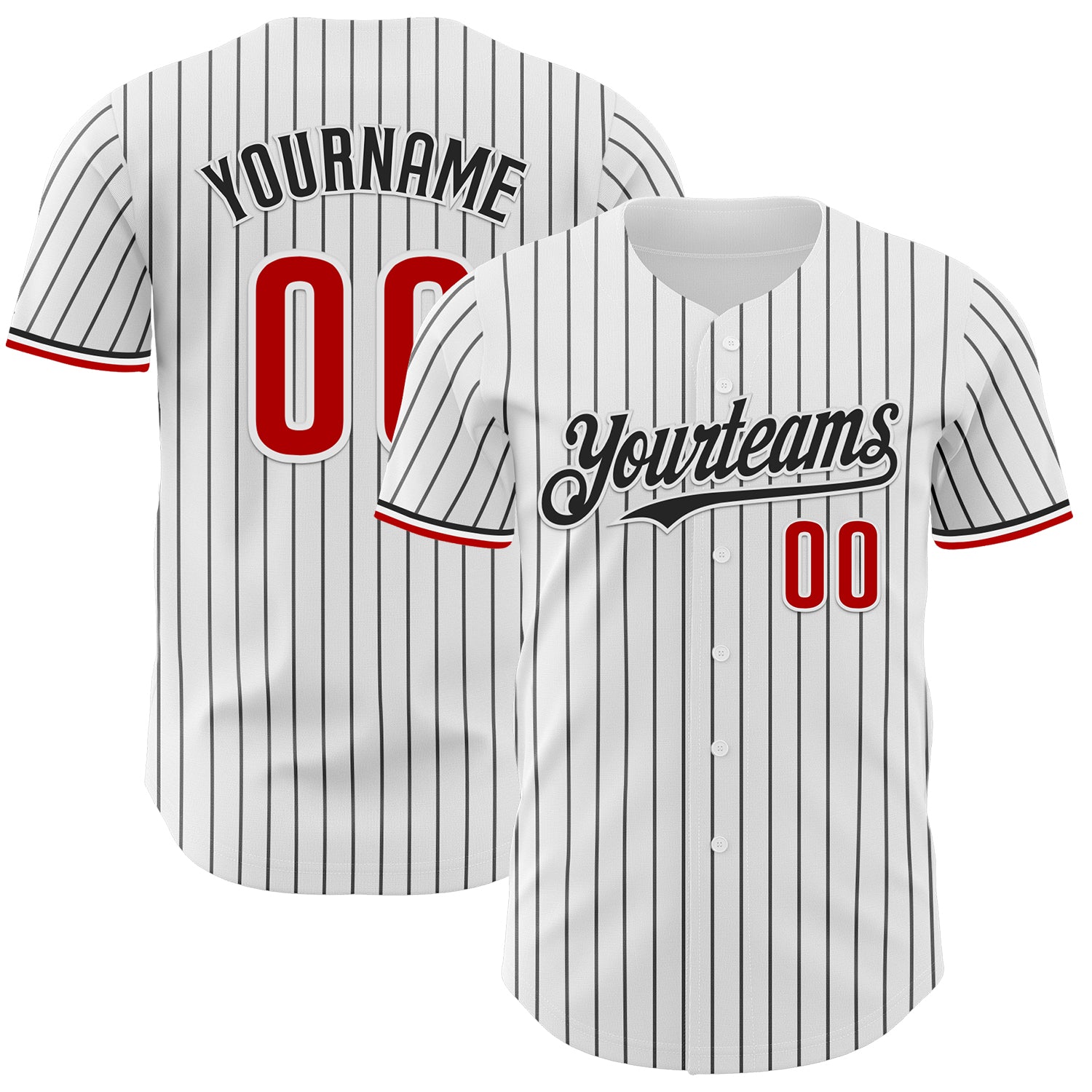 Custom White Black Pinstripe Red Authentic Baseball Jersey