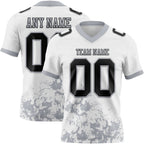 Custom White Black-Gray 3D Pattern Splash Authentic Football Jersey