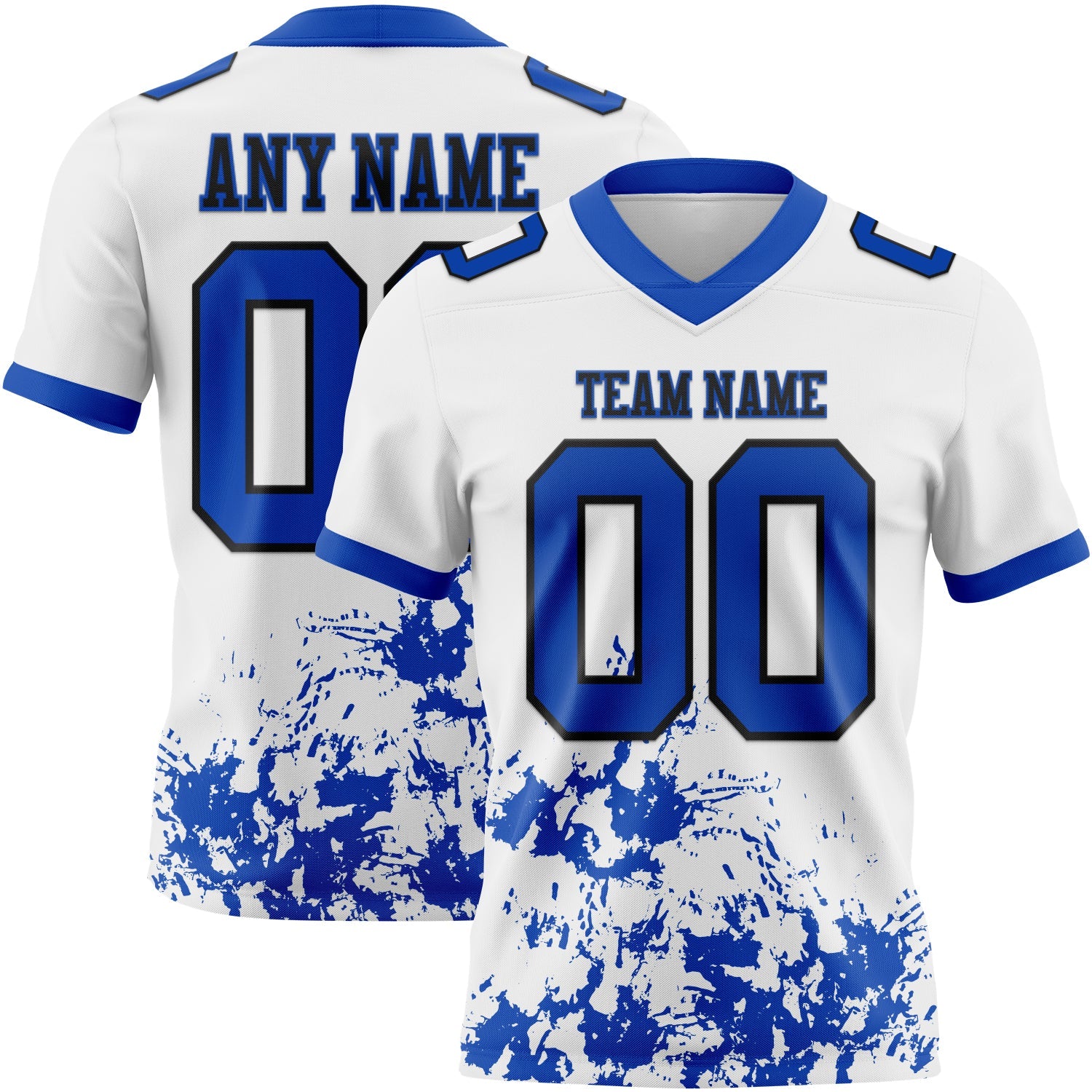 Custom White Thunder Blue-Black 3D Pattern Splash Authentic Football Jersey