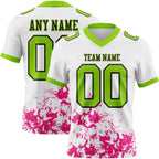 Custom White Neon Green Hot Pink-Black 3D Pattern Splash Authentic Football Jersey