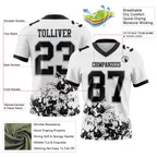 Custom White Black-Gray 3D Pattern Splash Authentic Football Jersey