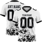 Custom White Black-Gray 3D Pattern Splash Authentic Football Jersey