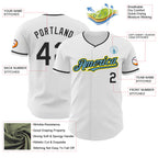 Custom White Black Shadow Blue-Light Yellow Authentic Baseball Jersey
