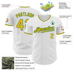 Custom White Gold-Kelly Green Authentic Baseball Jersey
