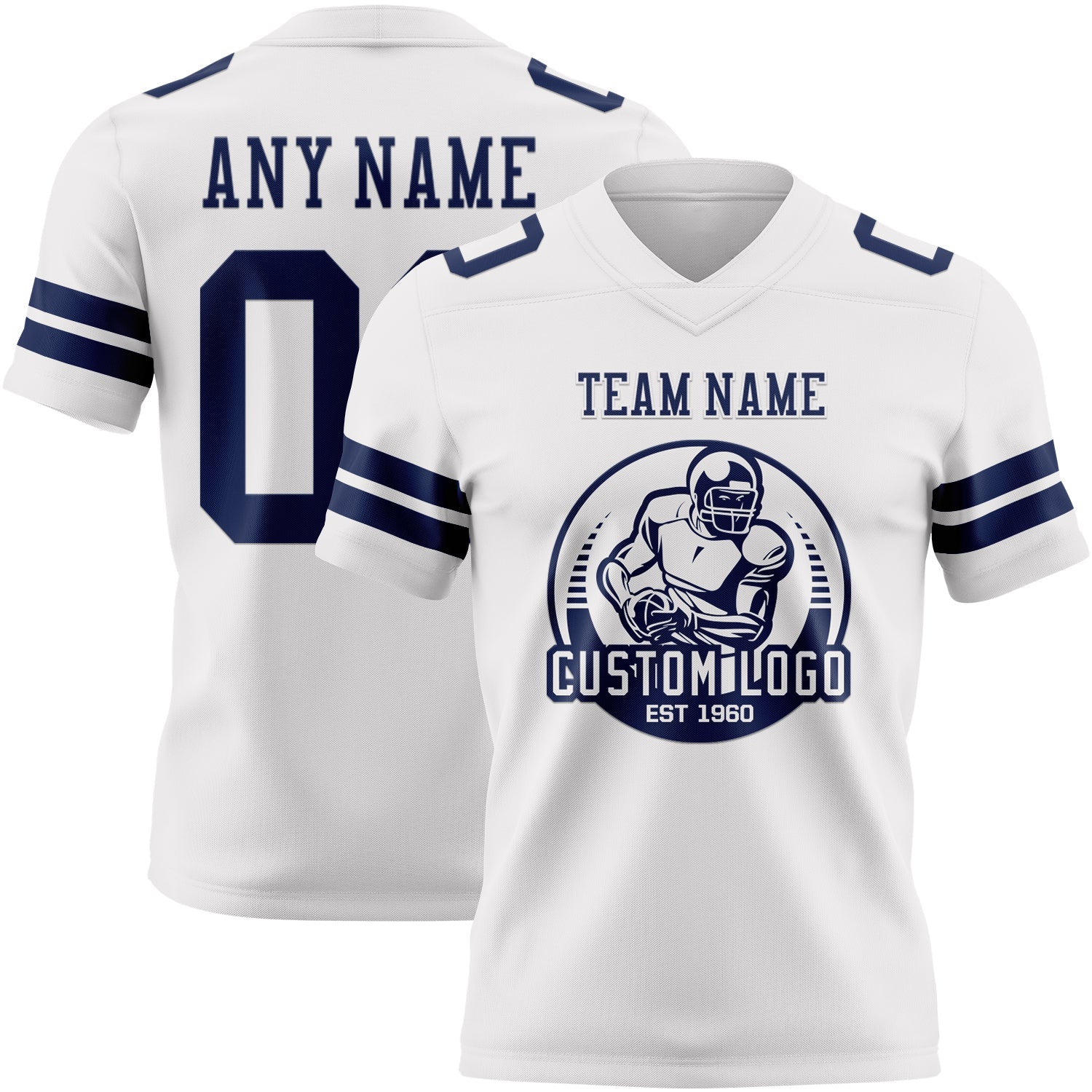 Custom White Navy Authentic Football Jersey
