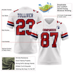 Custom White Red-Navy Authentic Football Jersey