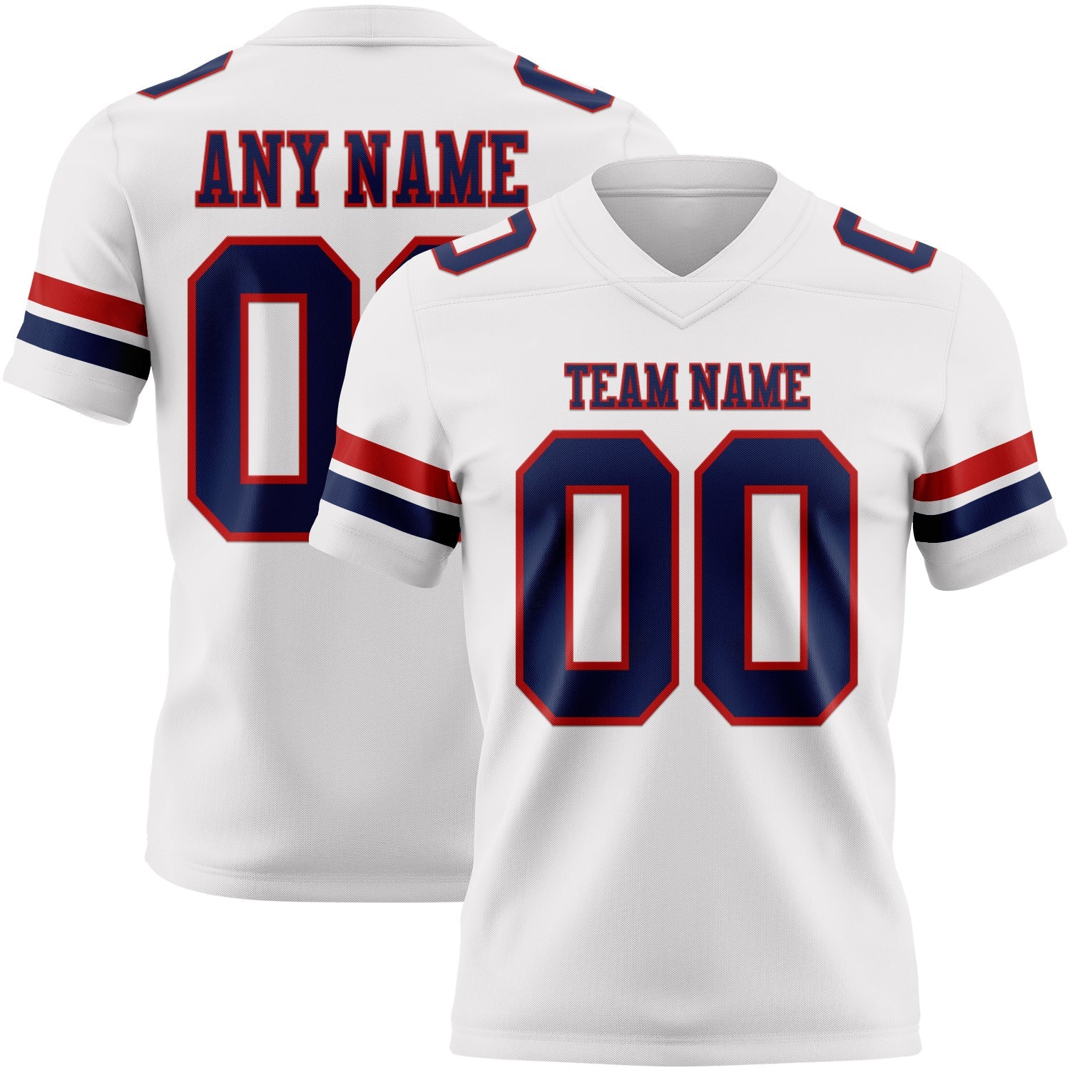 Custom White Navy-Red Authentic Football Jersey