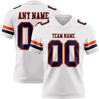 Custom White Navy-Orange Authentic Football Jersey
