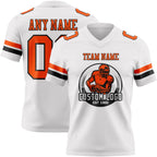Custom White Orange-Black Authentic Football Jersey