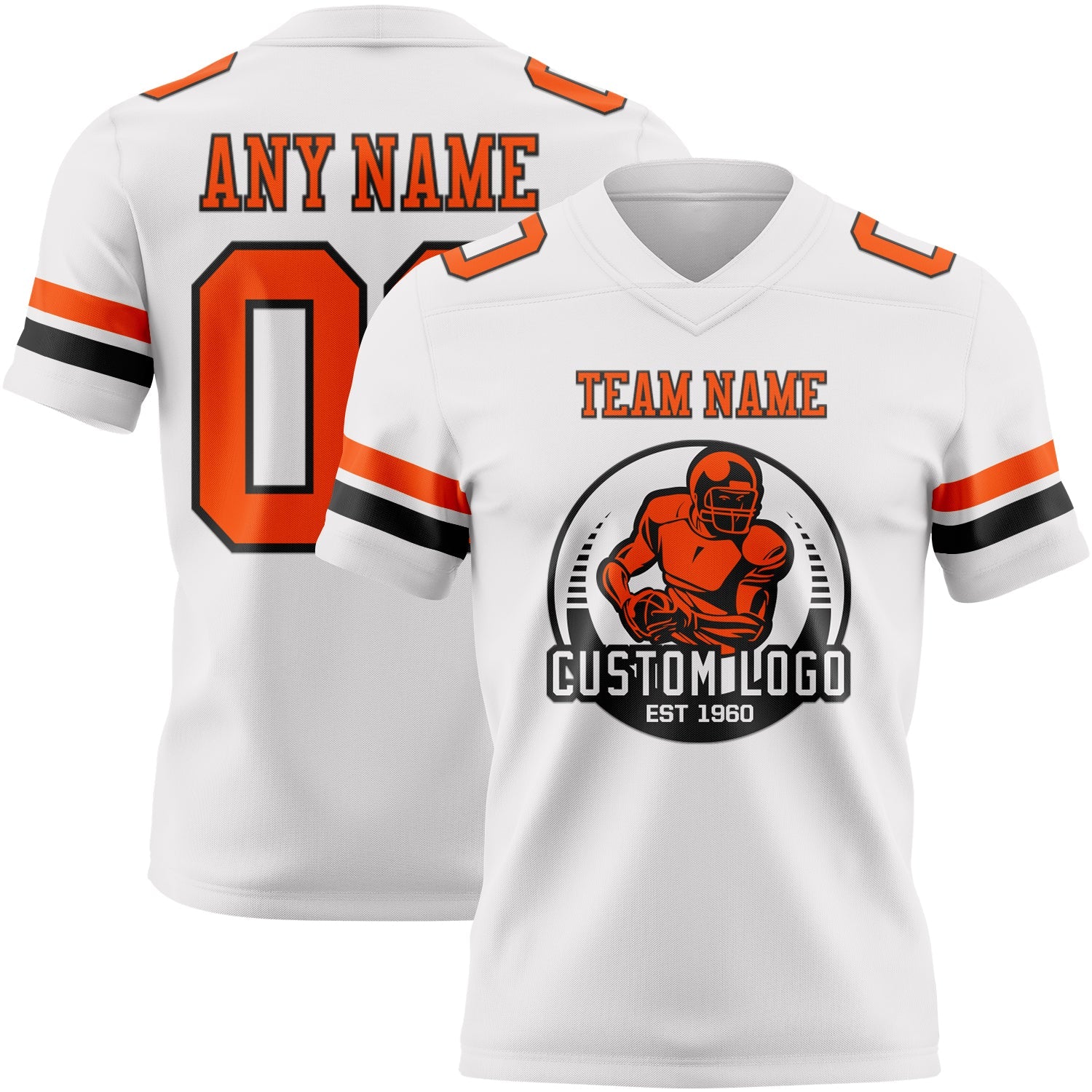 Custom White Orange-Black Authentic Football Jersey