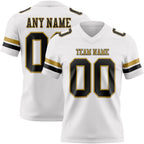 Custom White Black-Old Gold Authentic Football Jersey