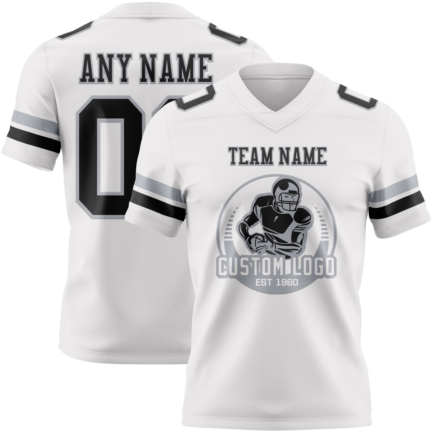 Custom White Black-Gray Authentic Football Jersey