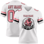 Custom White Medium Pink-Black Authentic Football Jersey