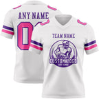 Custom White Pink-Purple Authentic Football Jersey