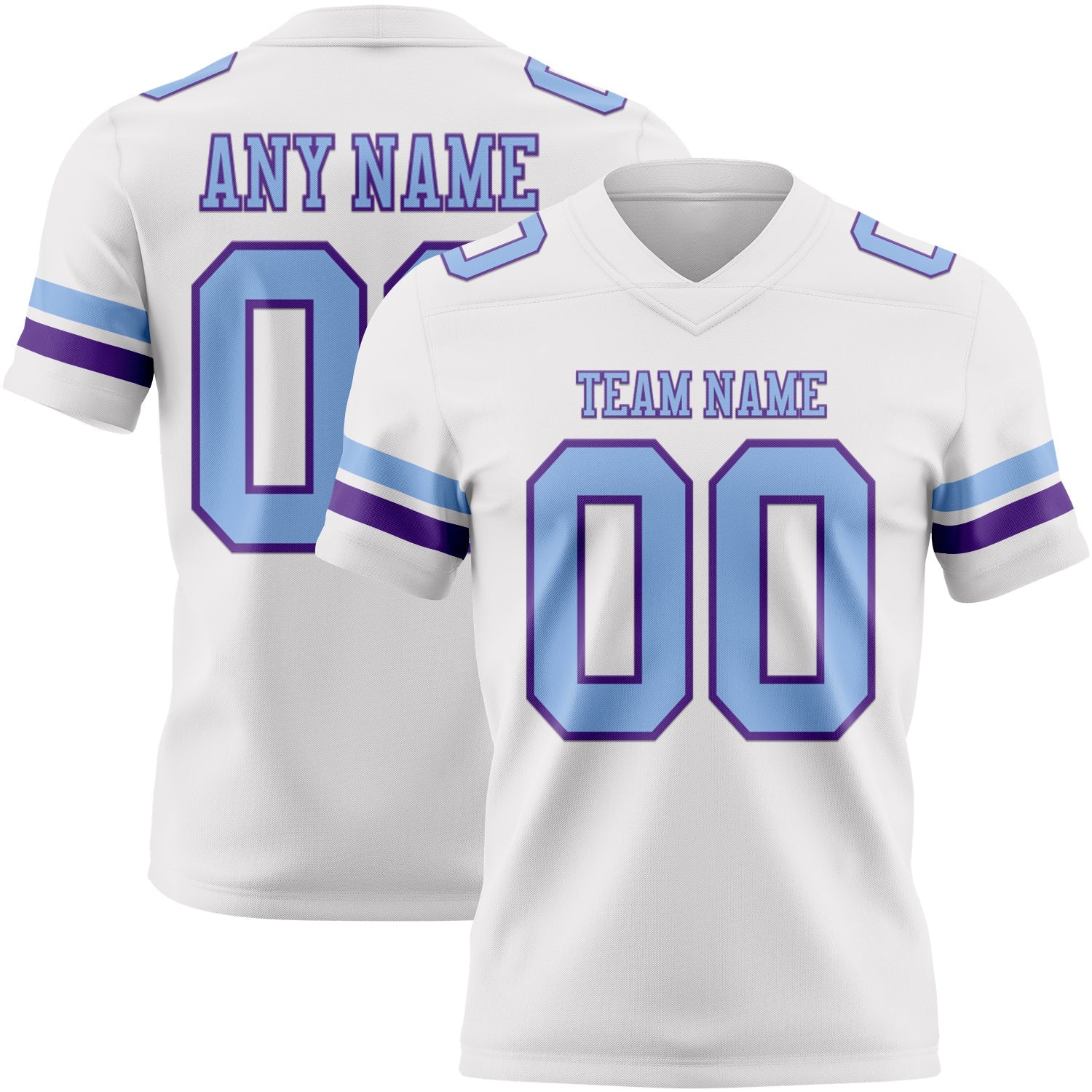 Custom White Light Blue-Purple Authentic Football Jersey