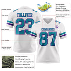 Custom White Teal-Purple Authentic Football Jersey