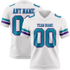 Custom White Teal-Purple Authentic Football Jersey