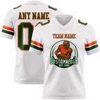 Custom White Green-Orange Authentic Football Jersey