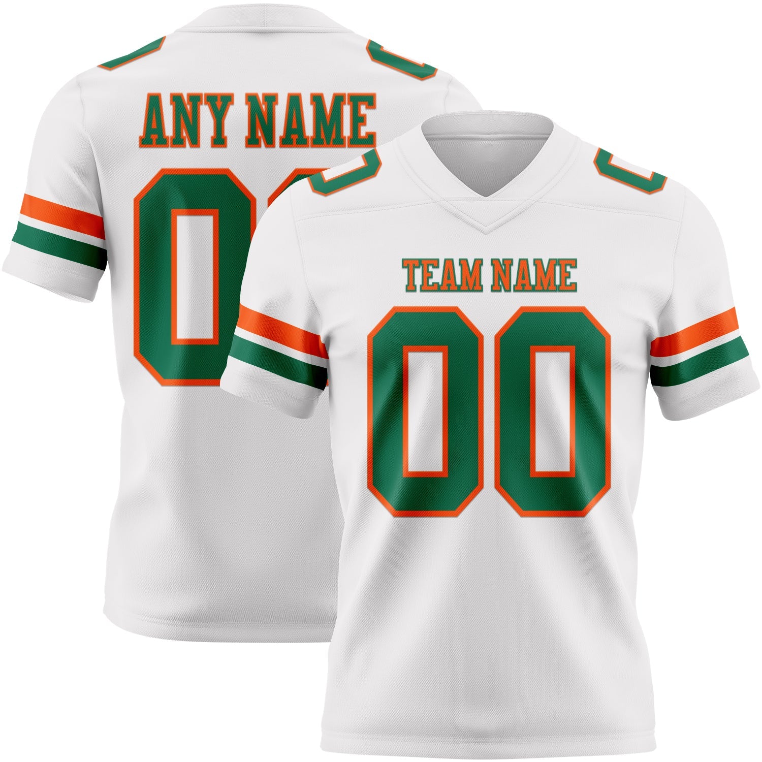Custom White Kelly Green-Orange Authentic Football Jersey