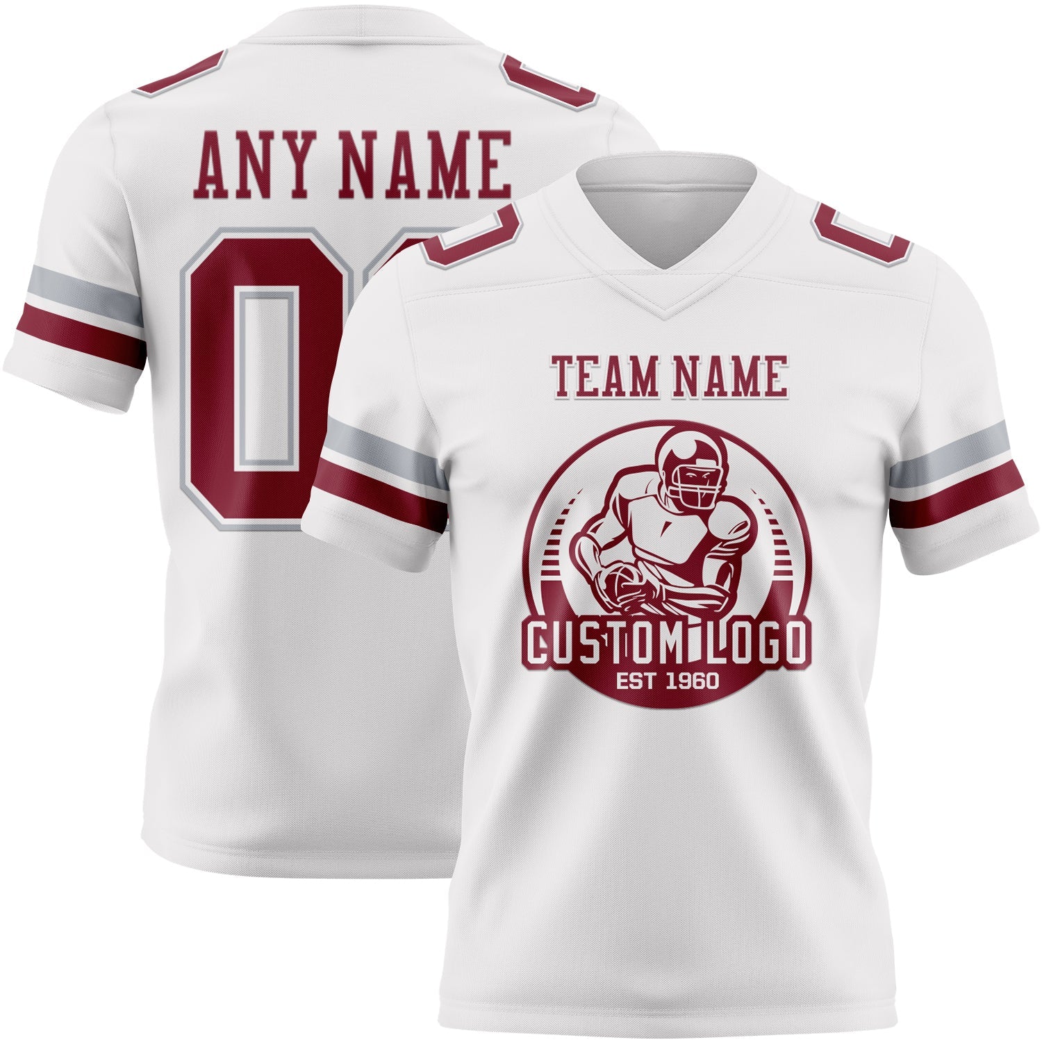 Custom White Crimson-Gray Authentic Football Jersey