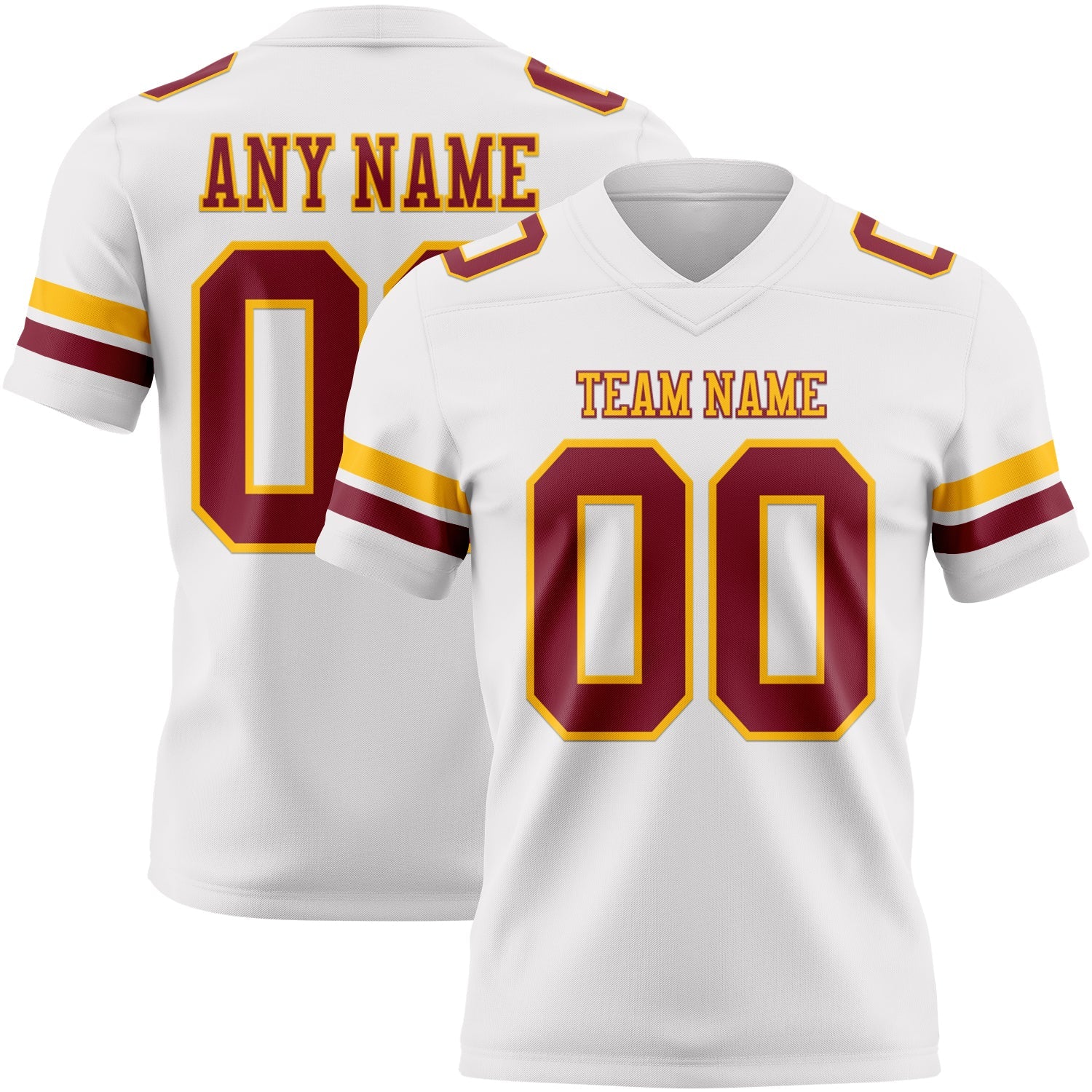 Custom White Crimson-Gold Authentic Football Jersey