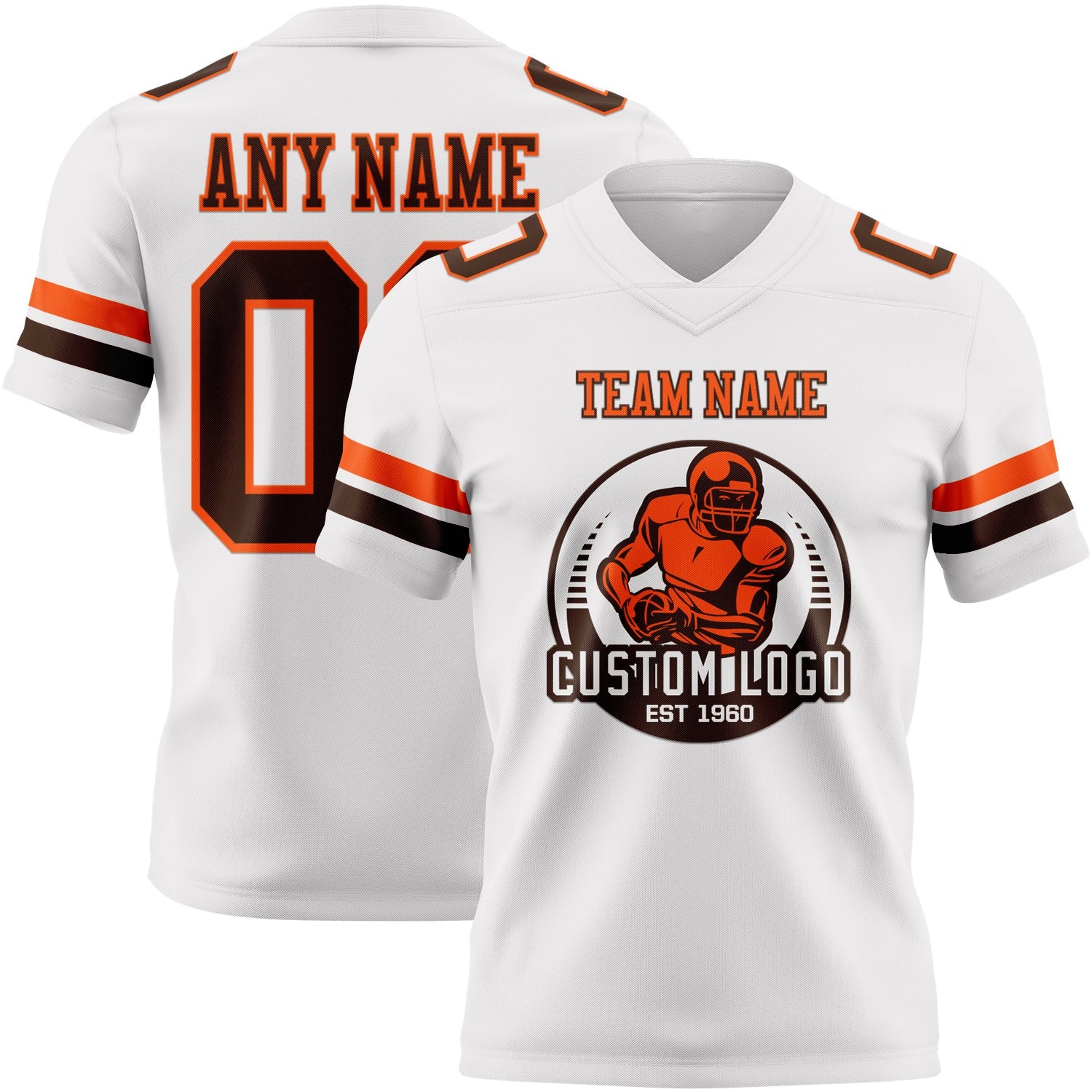 Custom White Brown-Orange Authentic Football Jersey