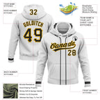 Custom Stitched White Black-Gold Baseball Pullover Sweatshirt Hoodie