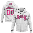 Custom Stitched White Pink-Black Baseball Pullover Sweatshirt Hoodie