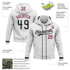 Custom Stitched White Black-Crimson Baseball Pullover Sweatshirt Hoodie