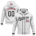 Custom Stitched White Black-Crimson Baseball Pullover Sweatshirt Hoodie