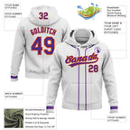 Custom Stitched White Purple-Orange Baseball Pullover Sweatshirt Hoodie