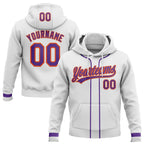 Custom Stitched White Purple-Orange Baseball Pullover Sweatshirt Hoodie
