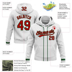 Custom Stitched White Red-Green Baseball Pullover Sweatshirt Hoodie