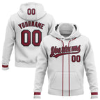 Custom Stitched White Crimson-Black Baseball Pullover Sweatshirt Hoodie