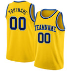 Custom Yellow Navy-Light Blue Authentic Basketball Jersey