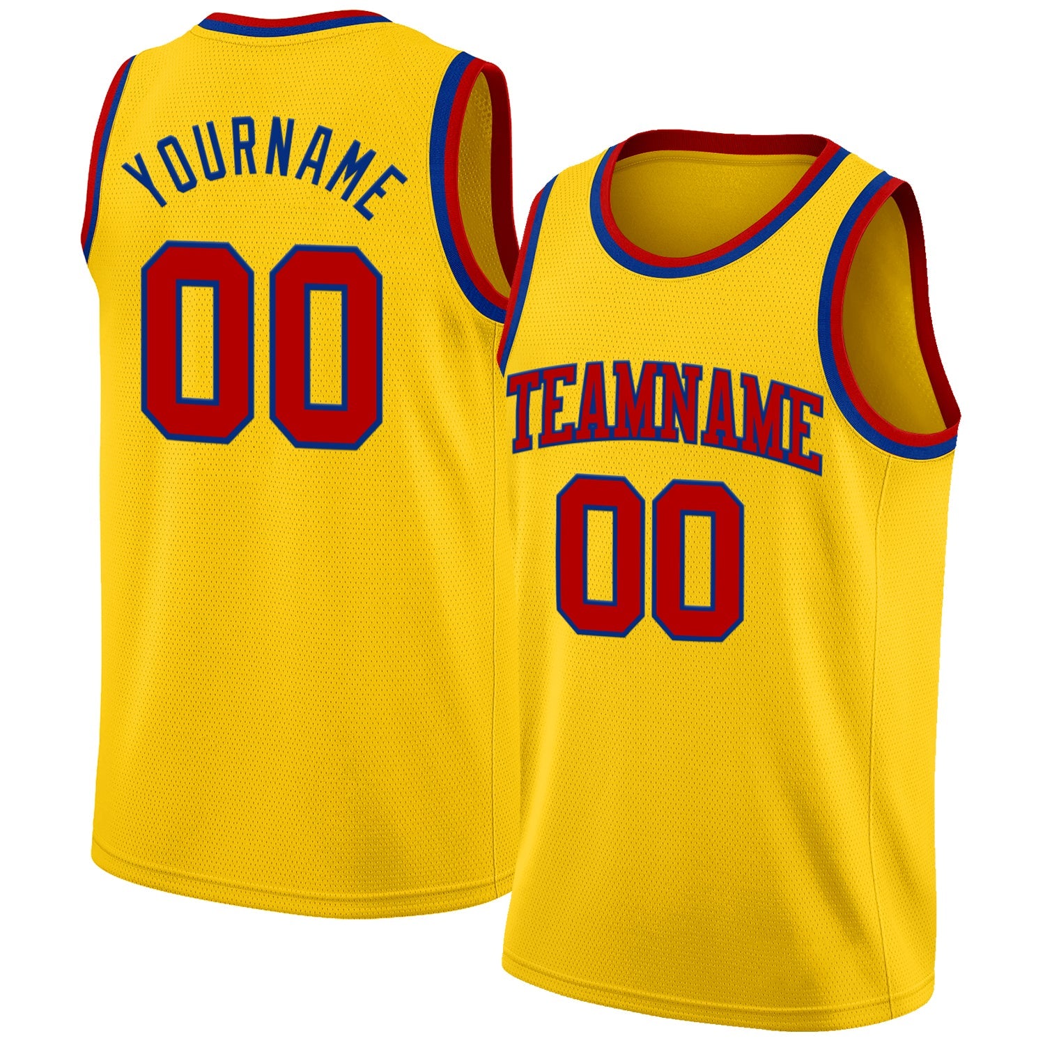 Custom Yellow Red-Royal Authentic Basketball Jersey