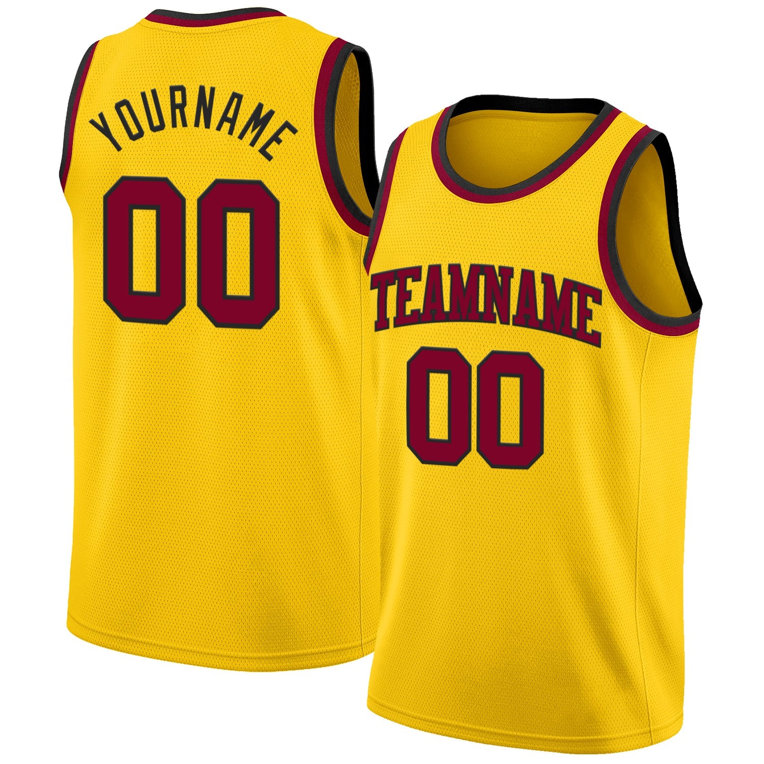 Custom Yellow Maroon-Black Authentic Basketball Jersey