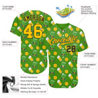 Custom Green Yellow-Texas Orange 3D St. Patrick's Day Shamrock Authentic Baseball Jersey