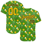 Custom Green Yellow-Texas Orange 3D St. Patrick's Day Shamrock Authentic Baseball Jersey