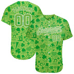 Custom Black Green 3D Pattern Design Clovers And Billiards Balls St. Patrick's Day Authentic Baseball Jersey (Copy)